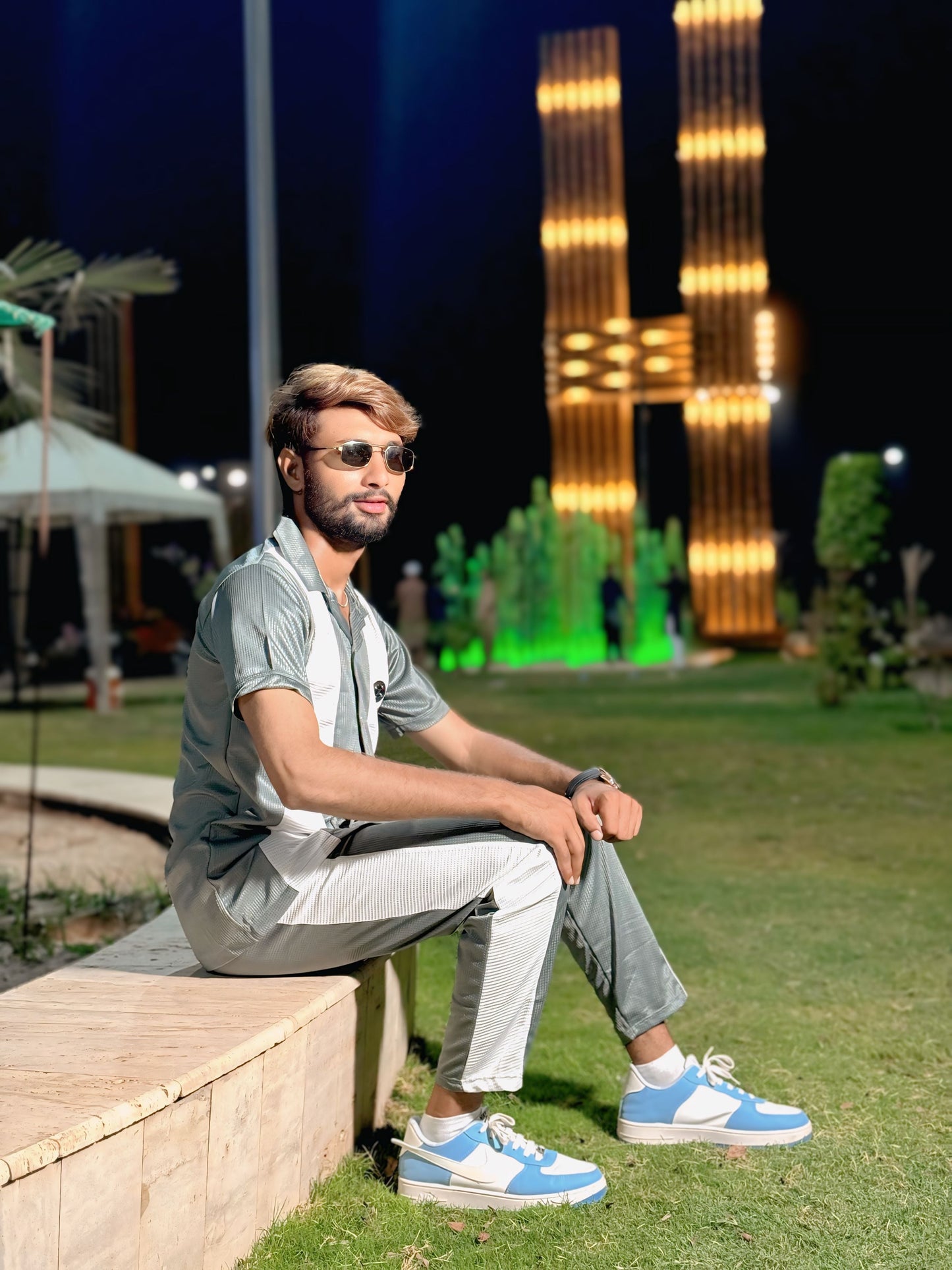 Textured Gray Color-Tracksuit