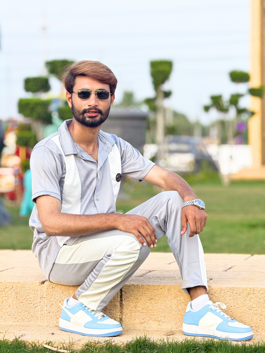 Textured Beige Color-Tracksuit