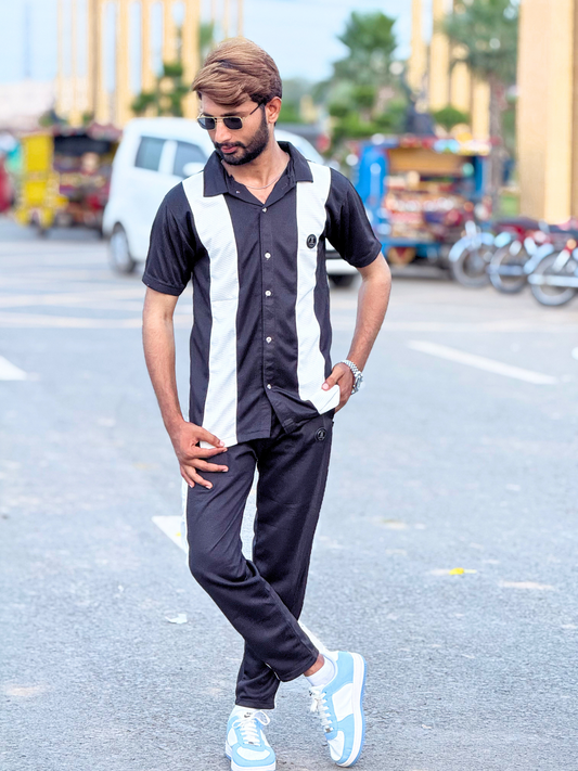 Textured Black Color-Tracksuit