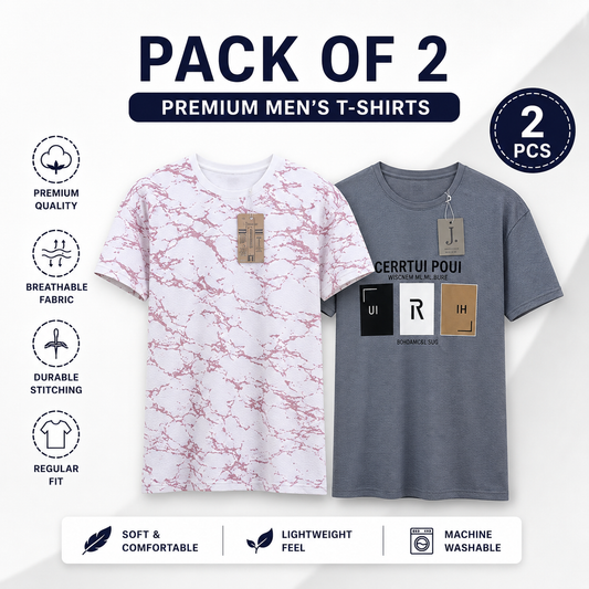 T-Shirt Combo Pack (2 PCS) – Casual Summer Round Neck Tees