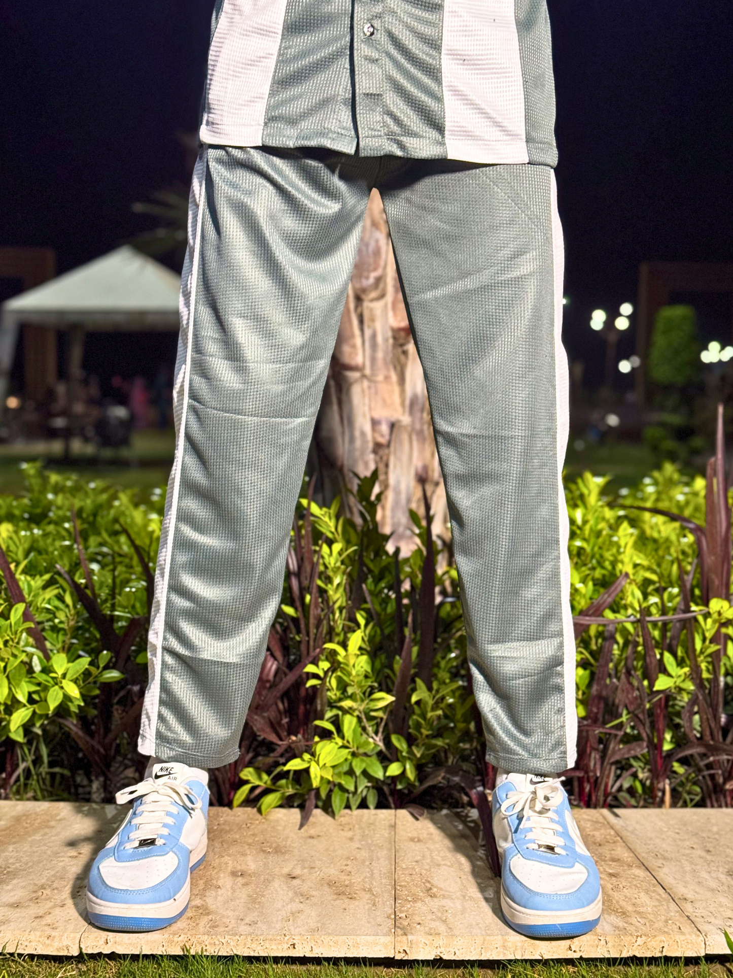 Textured Gray Color-Tracksuit