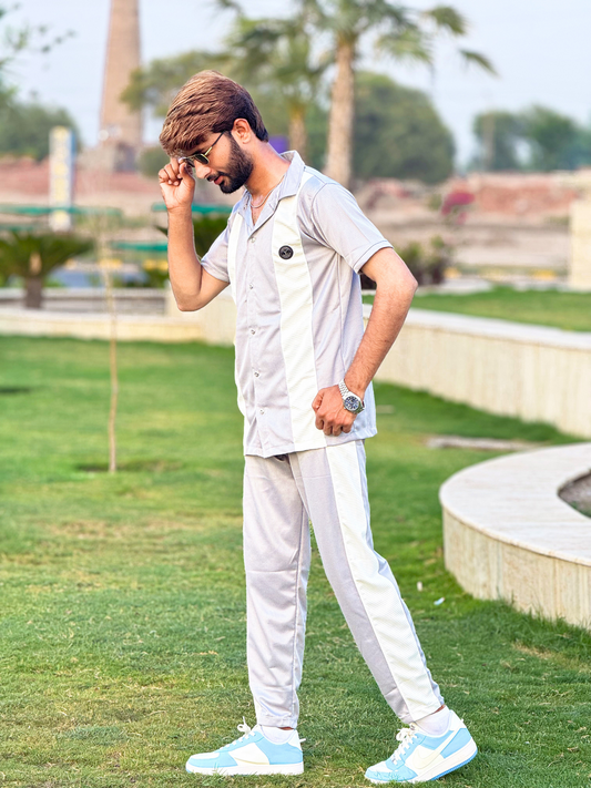 Textured Beige Color-Tracksuit