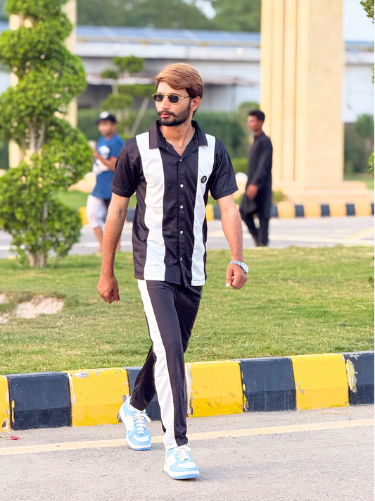 Textured Black Color-Tracksuit